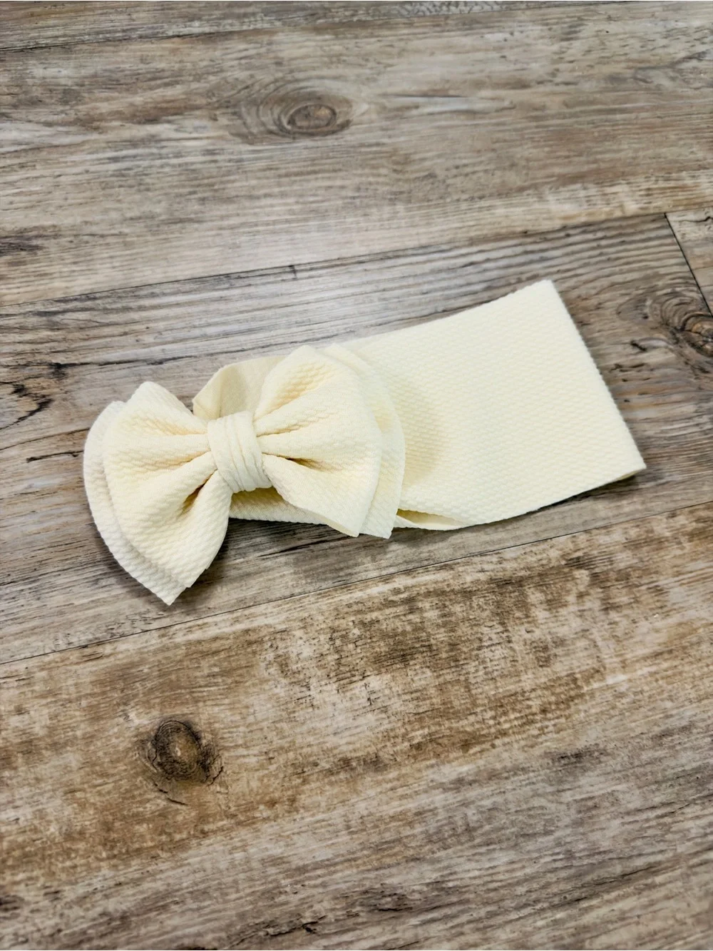 Baby Girl Cream Headband Bow 0-3M Bullet Fabric
